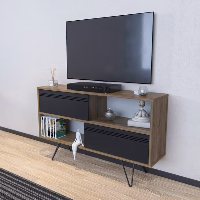 Decorotika Kerby Mid-Century TV Unit in Anthracite and Walnut