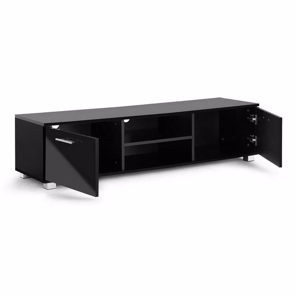 VOGREX Modern Black Glossy TV Stand, W/D/H: 140 x 40 x 35 cm – 2