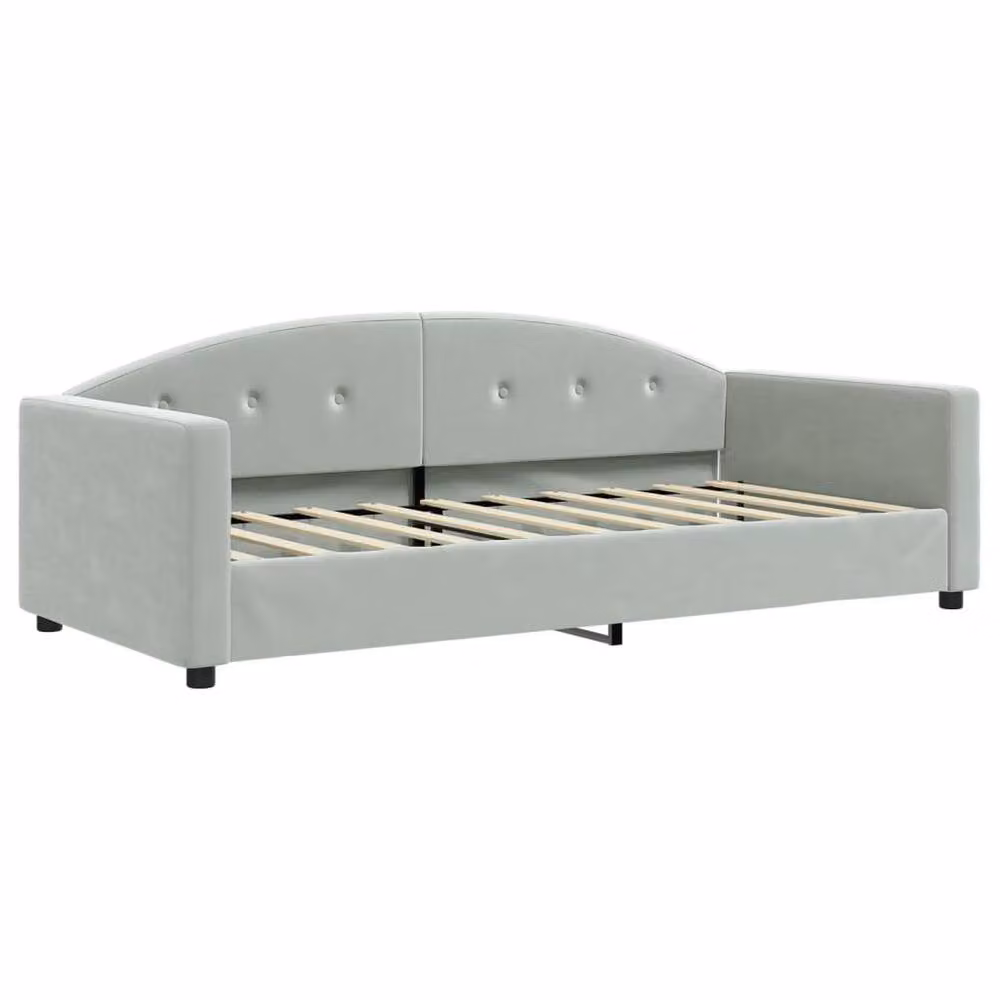 Berkfield Home Modern Day Bed in Light Grey Velvet, W/D/H: 90 x 190 cm – 2