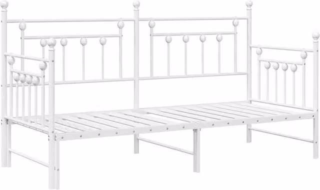 Berkfield Home Modern Daybed Frame with Trundle in White Metal, W/D/H: 80 x 200 cm – 1