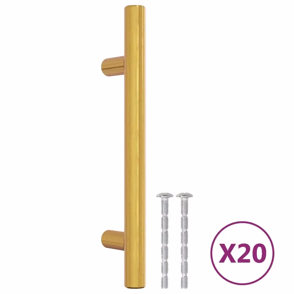 Berkfield Home Gold Brushed Stainless Steel Bar Cabinet Handles, 20 Pack, 96 mm – 2