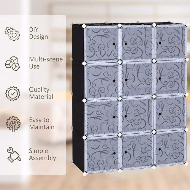 Nordara DIY Portable Modular Closet Cube Organiser in Black – 1
