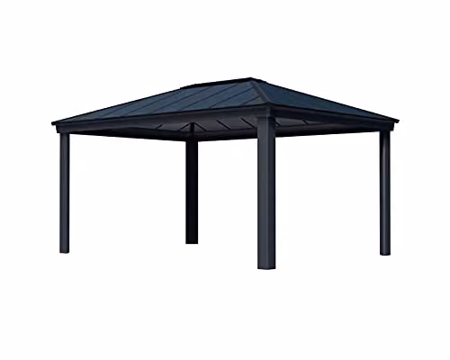 Palram Canopia Dallas Modern Hip Garden Gazebo in Anthracite Grey – 1