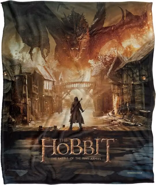 Warner Brothers The Hobbit Battle Of The Five Armies Silky Touch Super Soft Throw Blanket, White, W: 152 cm, D: 127 cm