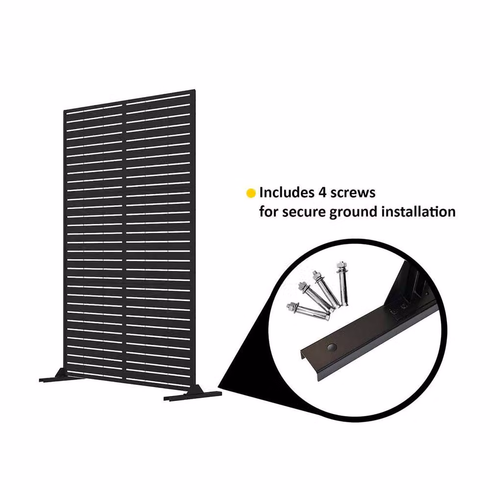 Nicoman Metal Outdoor Privacy Screen with Stand, Black, W: 90 cm, D: 40 cm, H: 180 cm – 3