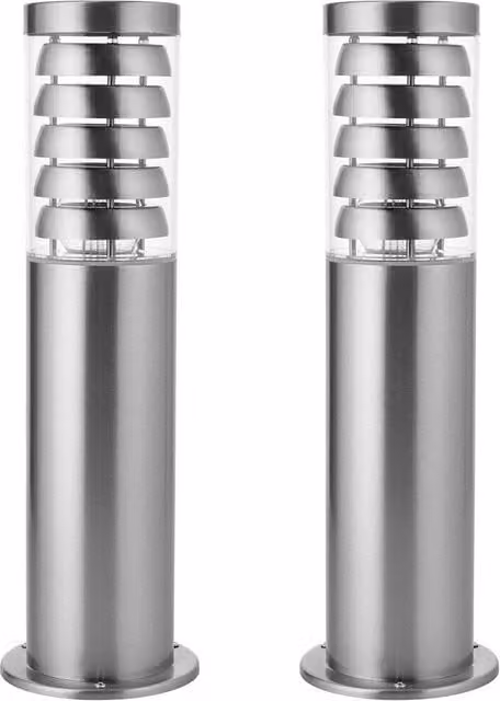 Loops 2 Pack Silver Stainless Steel Outdoor Garden Bollard LED Path Lights – 1