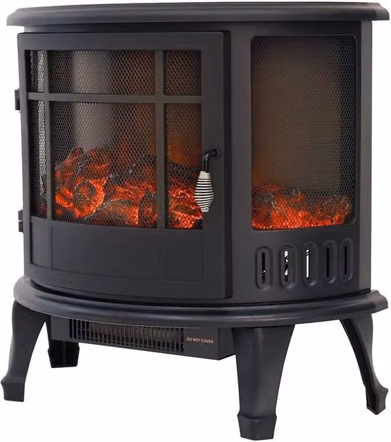 NESTLUNE Electric Log Burning Flame Effect Stove Fireplace in Black