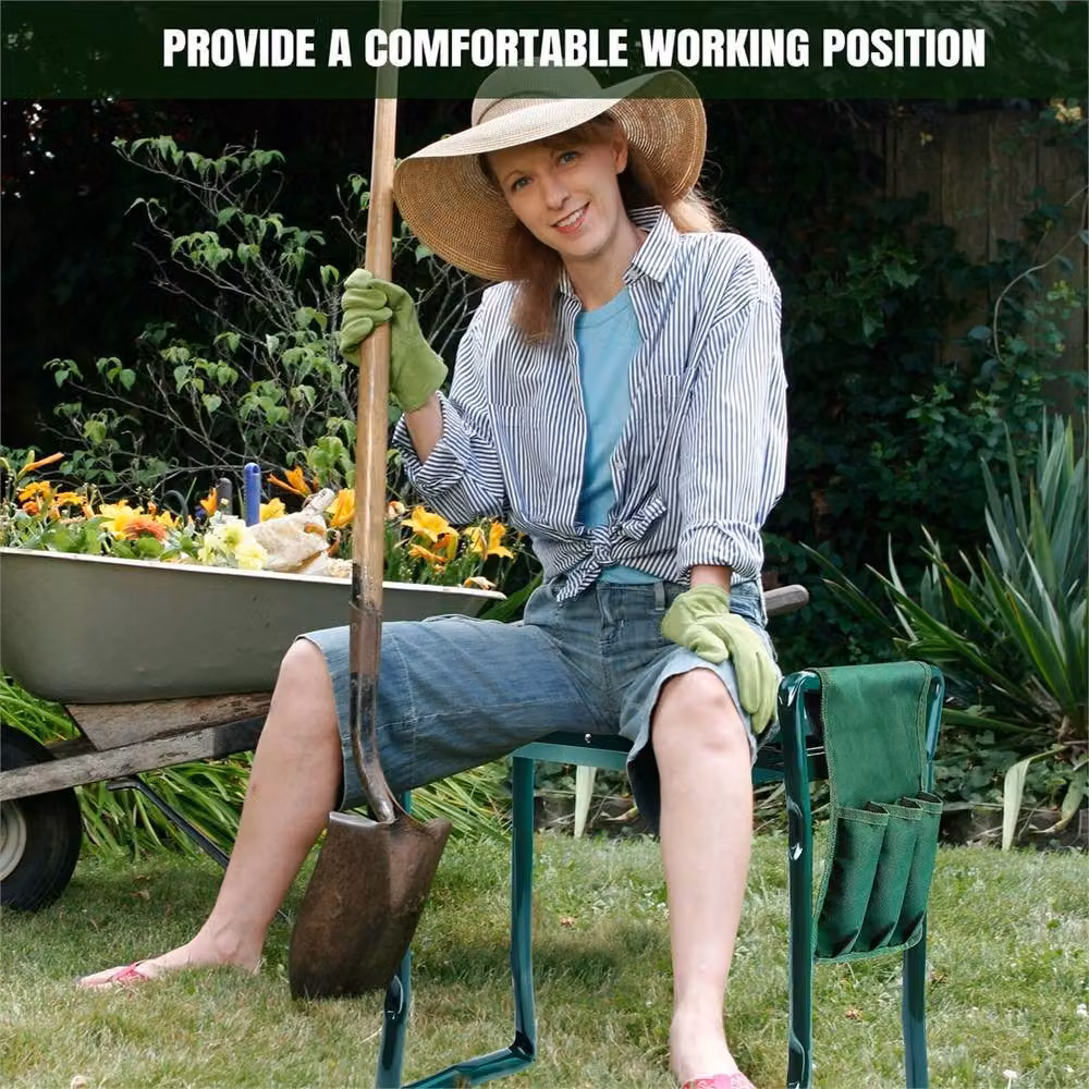 Nordara Portable Folding Garden Kneeler and Foam Padded Seat Stool in Green – 3