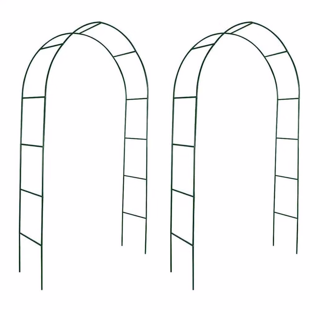 Berkfield Home Metal Garden Arch Support for Climbing Plants, Green, 2 Pack, H 240 cm x W 140 cm x D 39 cm – 2