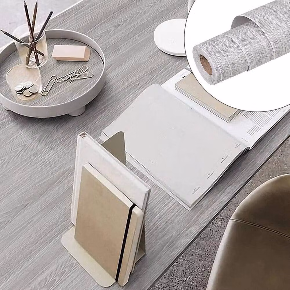 NESTLUNE Wood Effect Vinyl Wrap Self Adhesive Film Sticker, Grey, W: 100 cm, H: 15 cm – 2