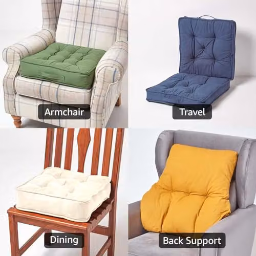 Homescapes Black Faux Suede Dining Chair Booster Cushion, W/D/H: 40 x 40 x 10 cm – 6