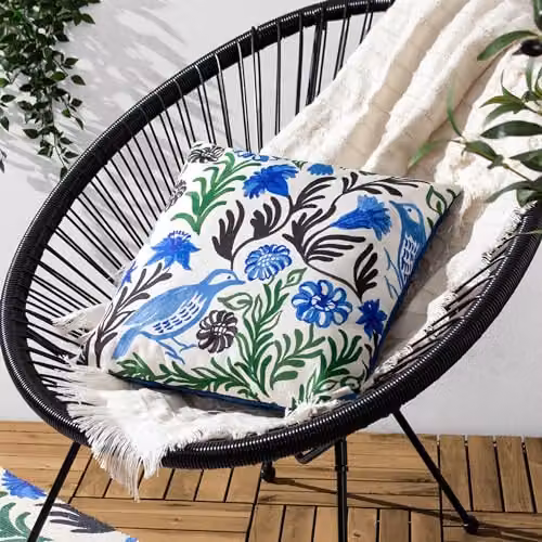 Riva Home Mediterranean Floral Blue Outdoor Square Polyester Filled Cushion W/D/H: 43 x 43 x 43 cm – 3