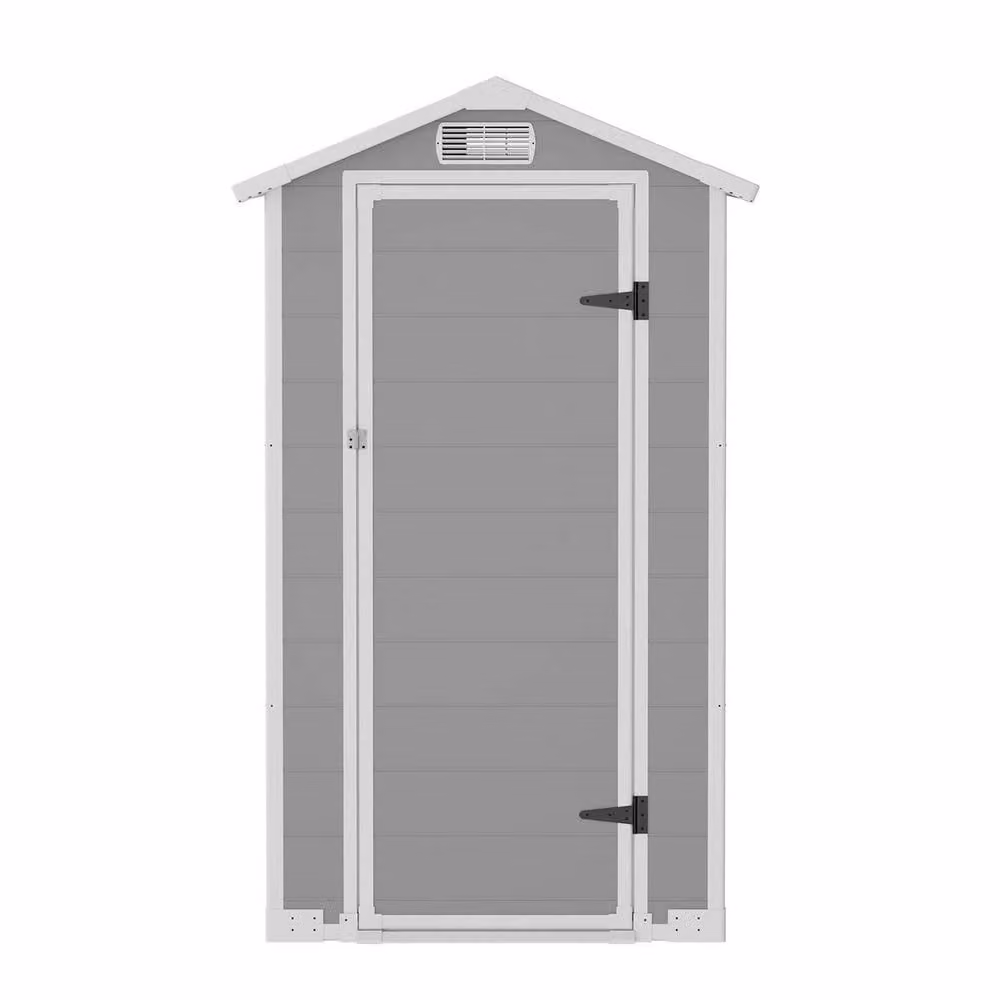 FORGEVIO Grey Plastic Garden Shed with Window and Gable Roof – 2