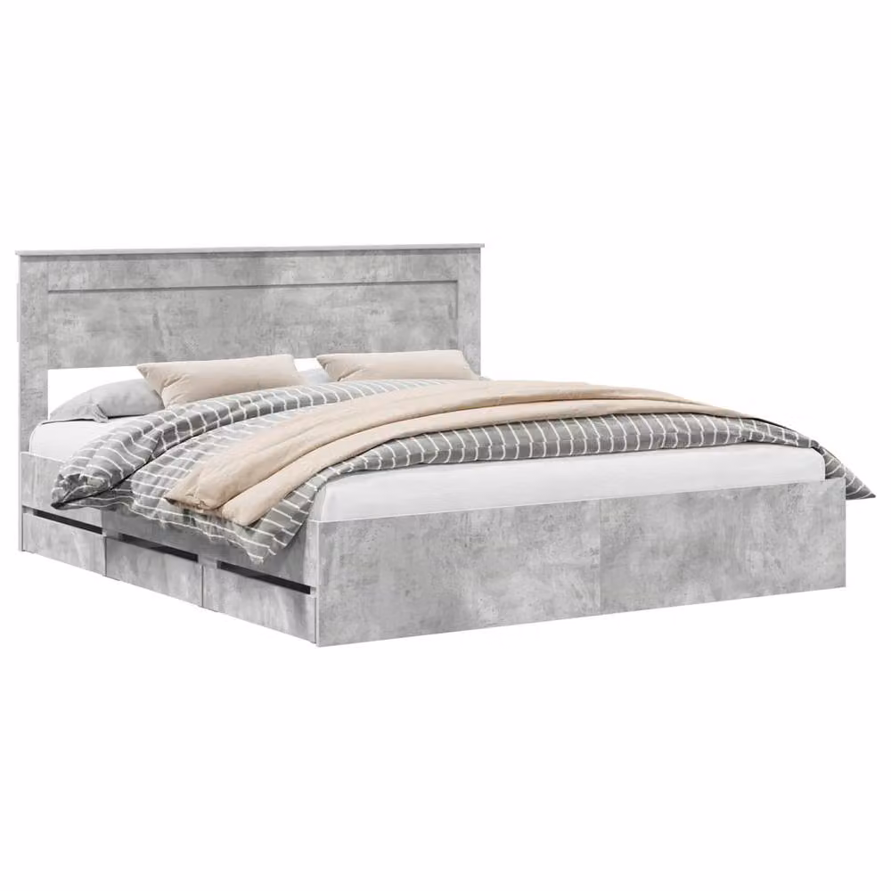 Berkfield Home Modern Bed Frame with Drawers in Concrete Grey, Engineered Wood, W/D/H: 180 x 200 cm – 2