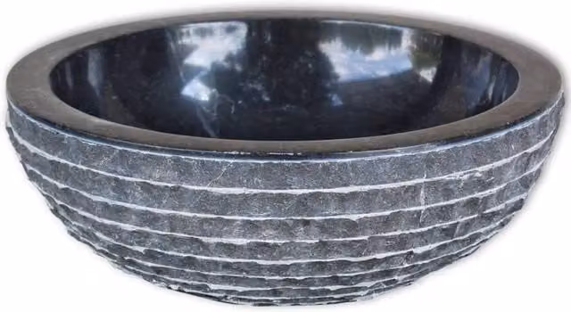 Berkfield Home Black Marble Basin, W: 40 cm, D: 15 cm