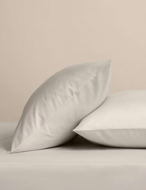 M&S Egyptian Cotton 400 Thread Count Percale Pillowcases, Set of 2, White or Beige