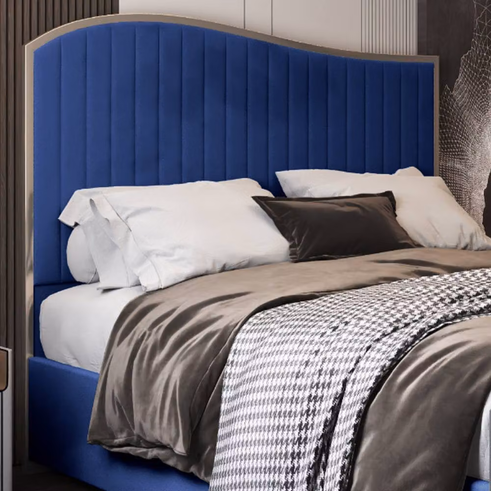 Casani Gainsborough Upholstered Velvet Blue Metal Designer Bed Frame, W/D/H: 137 x 120 x 200 cm – 3