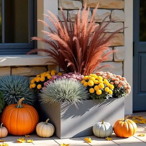 IDEALIST Grey Reinforced Stone Large Trough Planter, 54L – 3