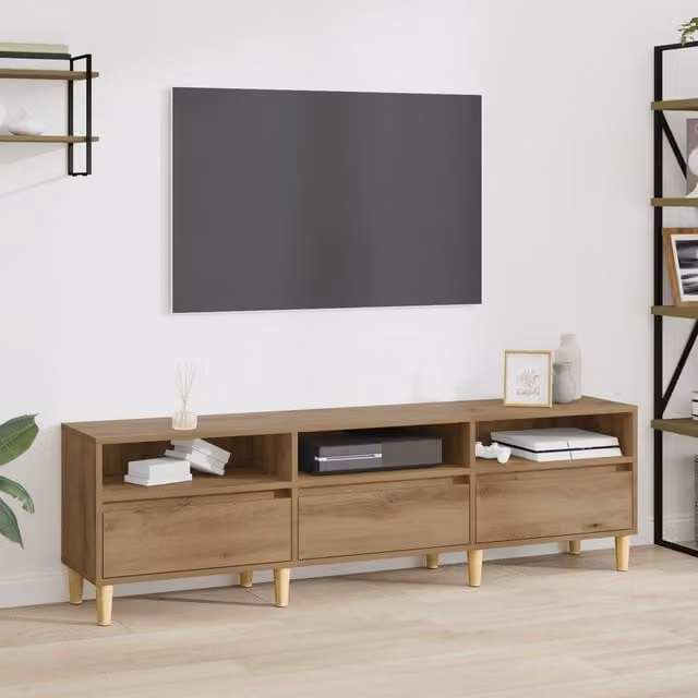 Berkfield Home Artisan Oak TV Cabinet, Brown and Multicolour, W/D/H: 150 x 30 x 45 cm – 1