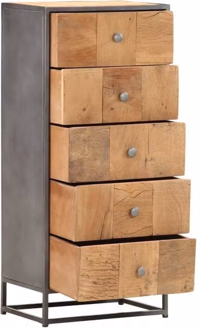 Berkfield Home Beautiful Drawer Cabinet in Brown Solid Reclaimed Wood, W/D/H: 45 x 30 x 100 cm