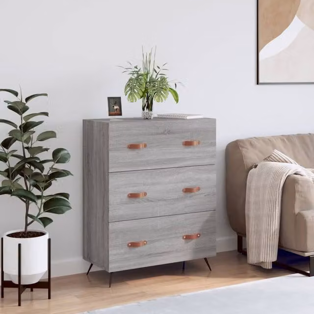 Berkfield Home Grey Sonoma Chest of Drawers, W: 69.5 cm, D: 34 cm, H: 90 cm