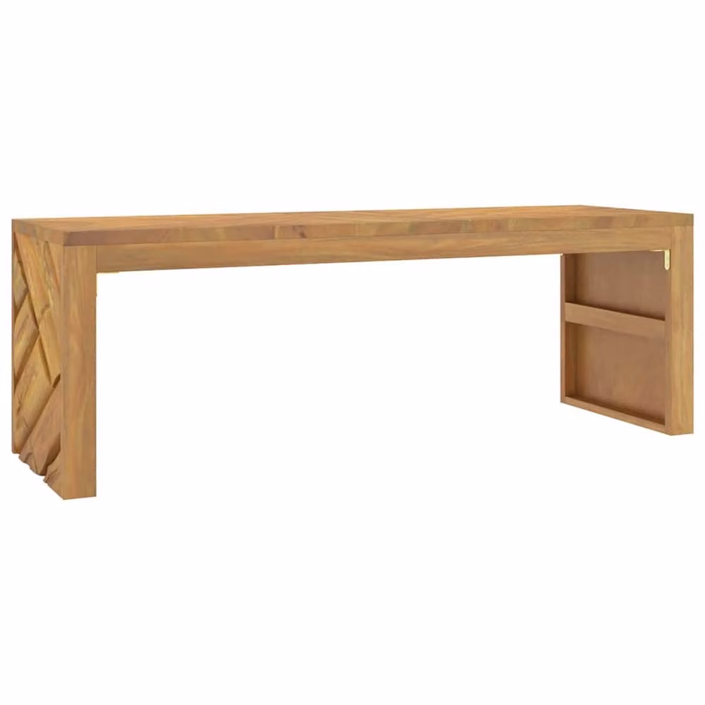 Berkfield Home Beautiful Coffee Table in Brown Solid Teak Wood, W: 110 cm, D: 35 cm, H: 38 cm – 2