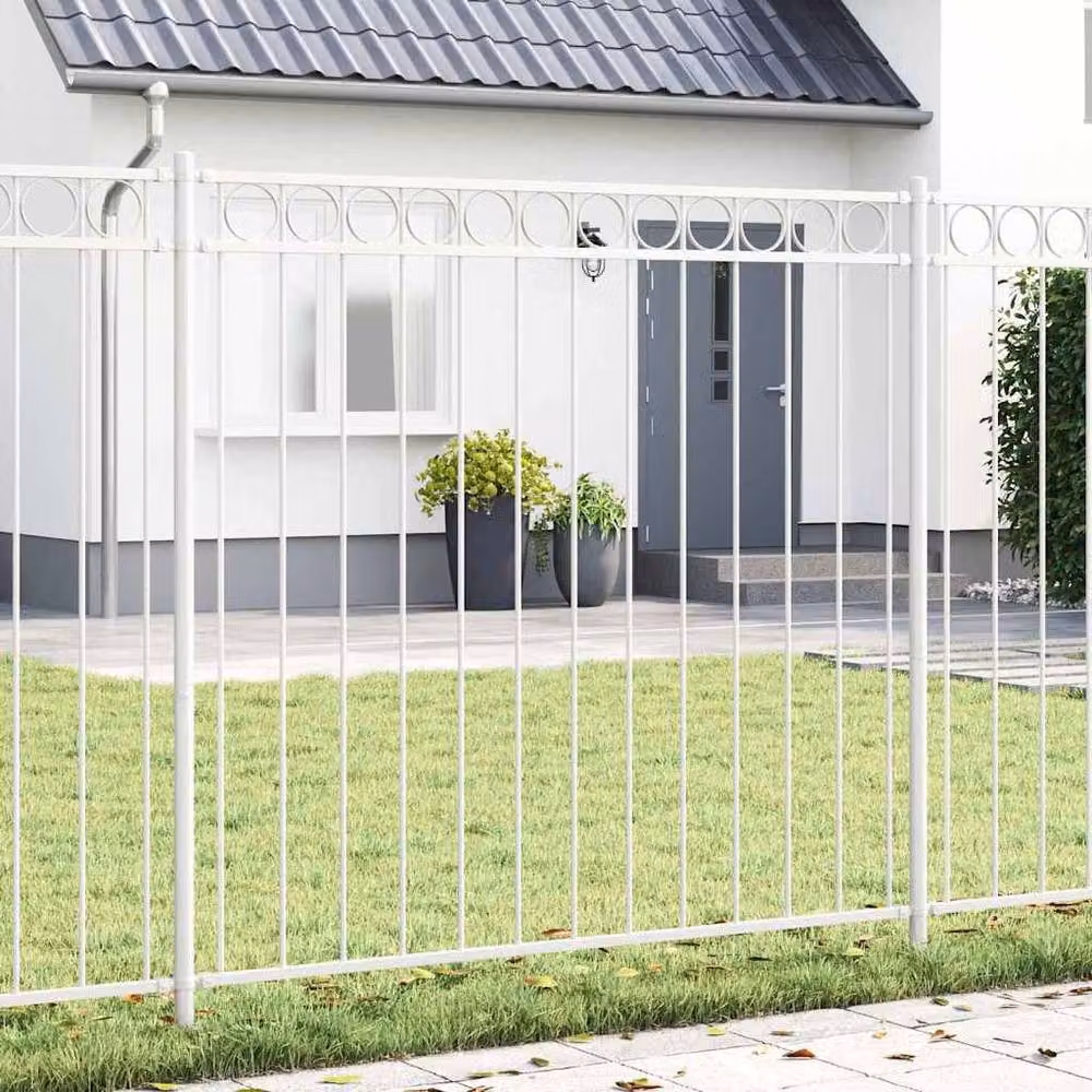 Berkfield Home Garden Steel Fence, White, W: 1.7 m, H: 1.5 m – 2