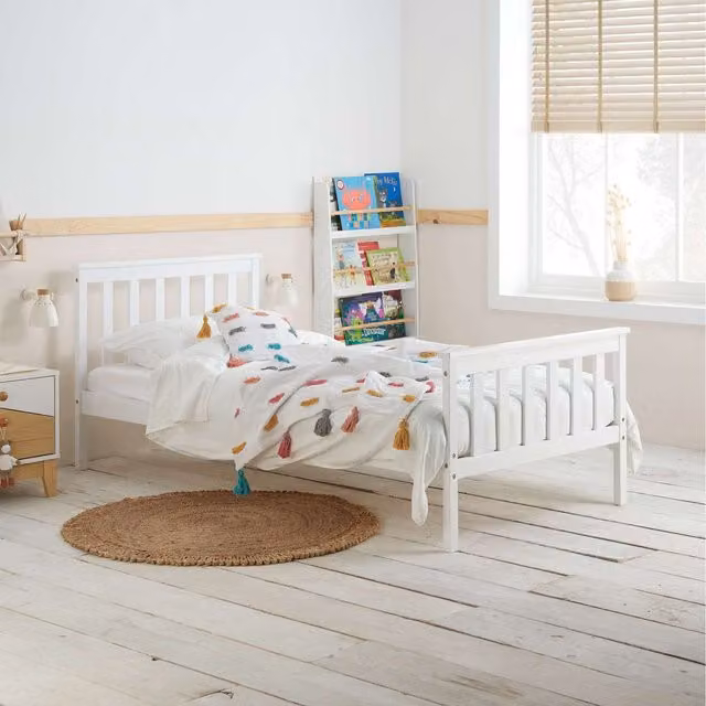 Birlea Cambridge Shaker White Solid Wood Bed with Sleepsoul Mattress, Single, W/D/H: 90 x 190 cm