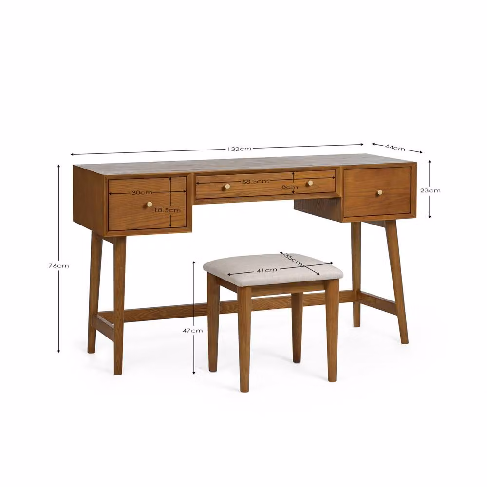 Cheshire Premium Lowry Dressing Table and Stool Set in Light Oak – 3