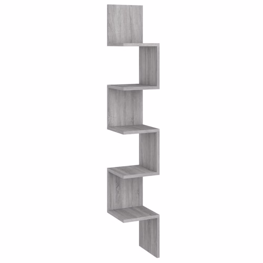 Berkfield Home Wall Mounted Corner Shelf in Grey Sonoma, W/D/H: 20 x 20 x 127.5 cm – 3