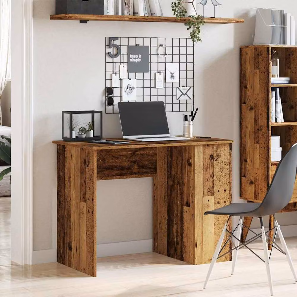 Berkfield Home Computer Desk in Brown Old Wood, W/D/H: 100 x 55 x 75 cm – 3