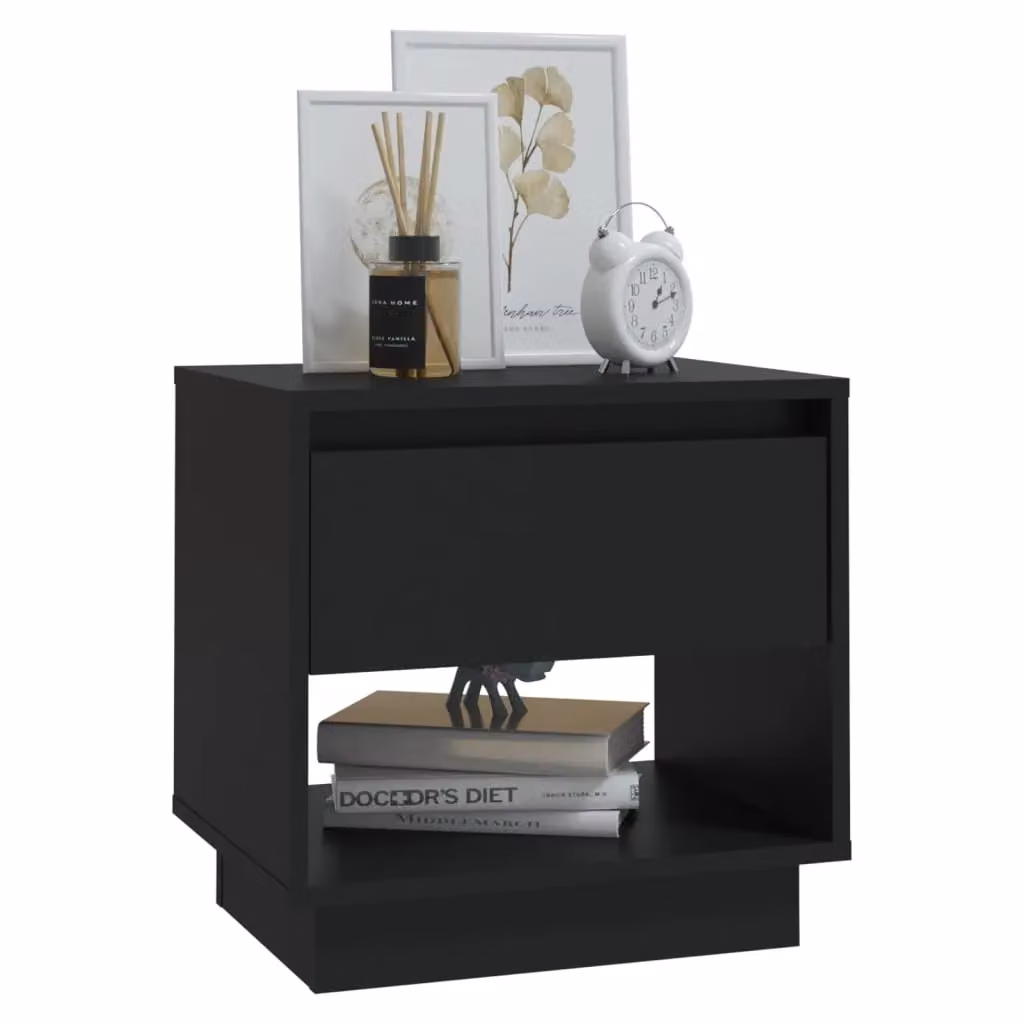 Berkfield Home Black Bedside Cabinet in Engineered Wood W/D/H: 45 x 34 x 44 cm – 3