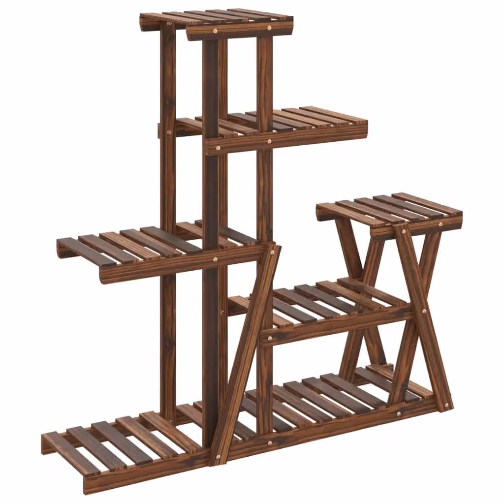 Berkfield Home Retro Solid Wood Fir Flower Stand in Brown, W/D/H: 25 x 95 x 96 cm – 2
