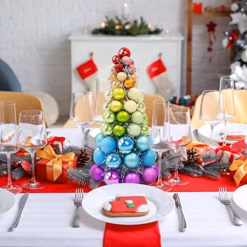 The Christmas Workshop Rainbow Bauble Table Tree, Multicolour Shatterproof Plastic Decoration, H 41 cm x W 20 cm – 4
