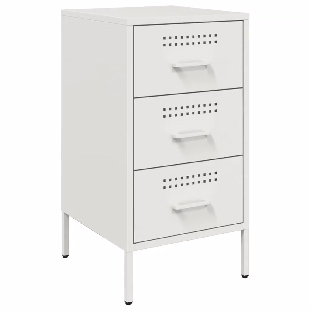 Berkfield Home White Metal Bedside Cabinet W/D/H: 36 x 39 x 68 cm – 2