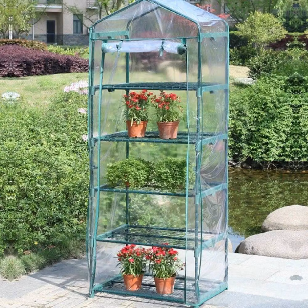 FLAVORA 5 Tier Mini Walk-In Greenhouse PVC Grow Cover in Green, H x W x D: 187 x 69 x 49 cm – 3