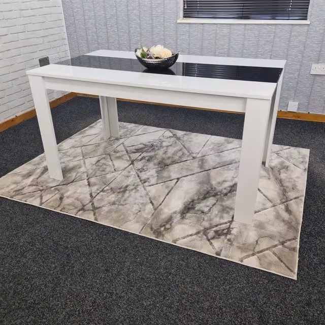 KOSY KOALA Modern Rectangular Dining Table in White and Black, Seats 6, H 75 x L 140 x W 80 cm