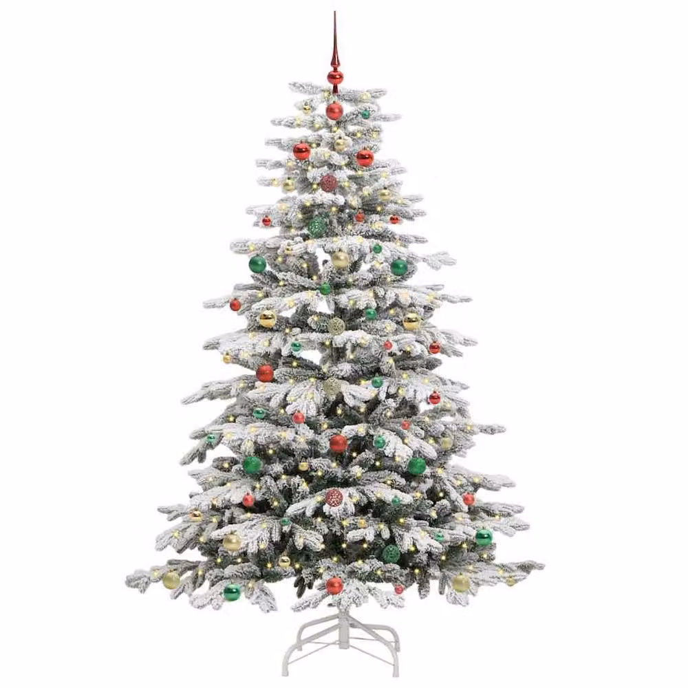 Berkfield Home Artificial Hinged Christmas Tree in White, Height: 180 cm – 3