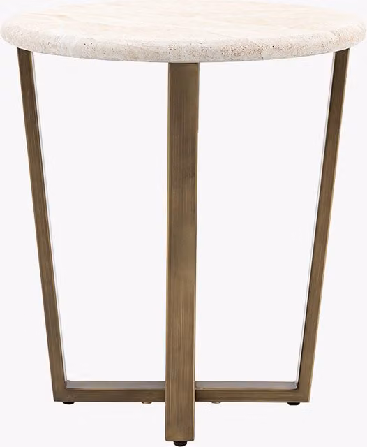 Perch & Parrow Celestia Round Marble Side Table in Bronze and Beige
