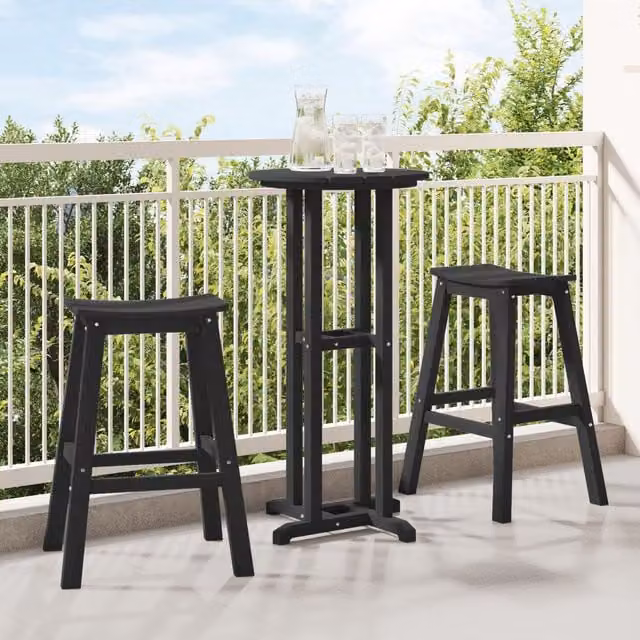 Berkfield Home 3 Piece Black HDPE Garden Bar Set – 1