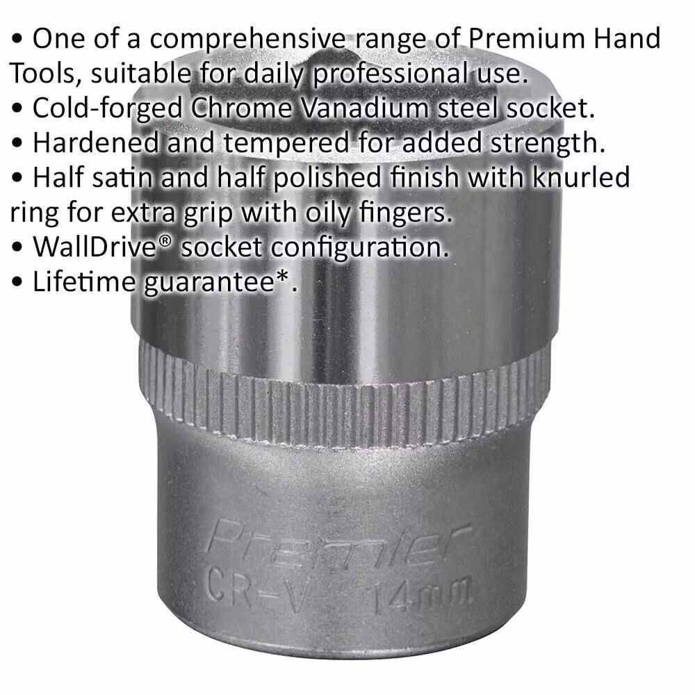 Loops 14mm Forged Steel 1/4 inch Square Drive Chrome Vanadium Socket in Silver – 2