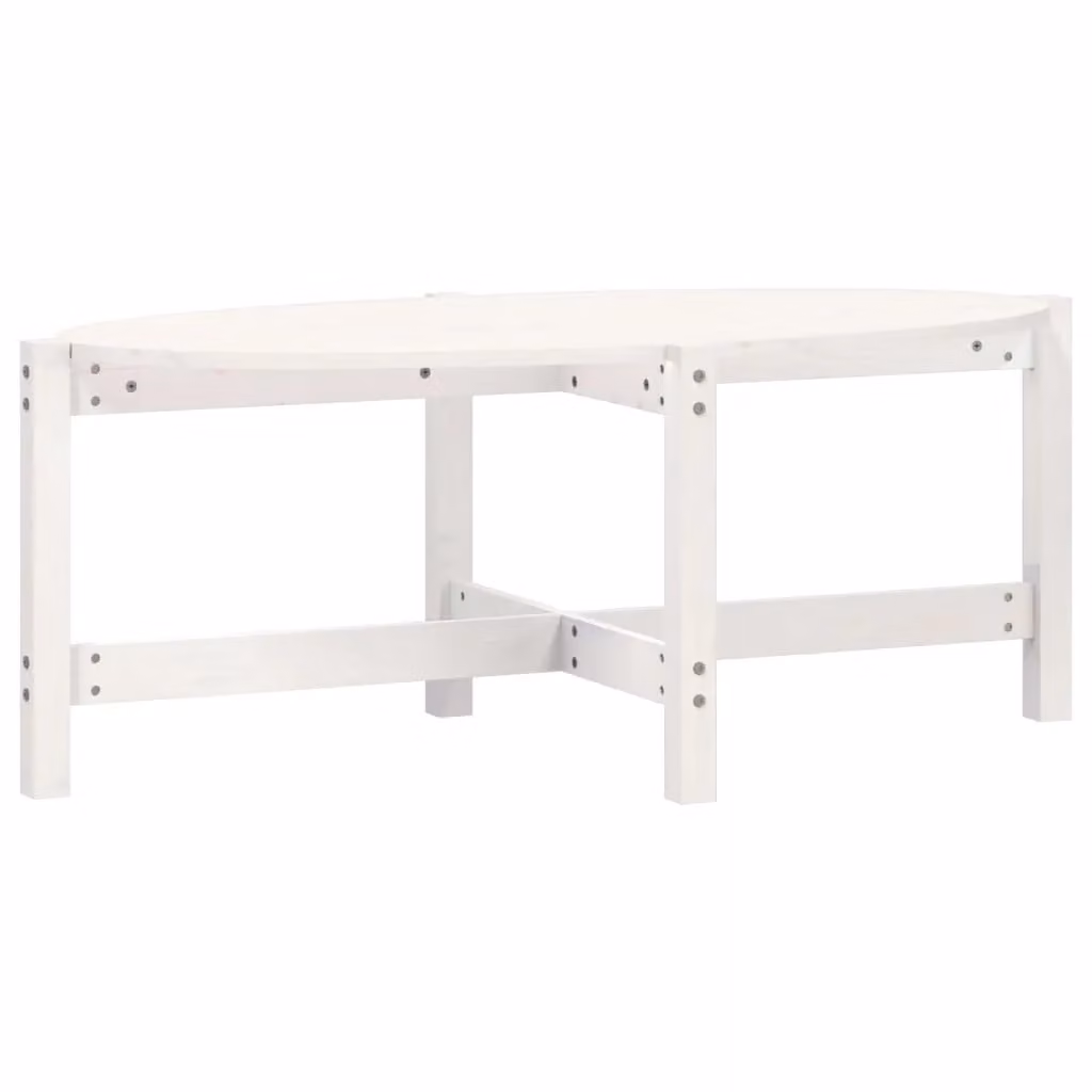 Berkfield Home White Rustic Solid Wood Pine Coffee Table, W/D/H: 118 x 63 x 45 cm – 2