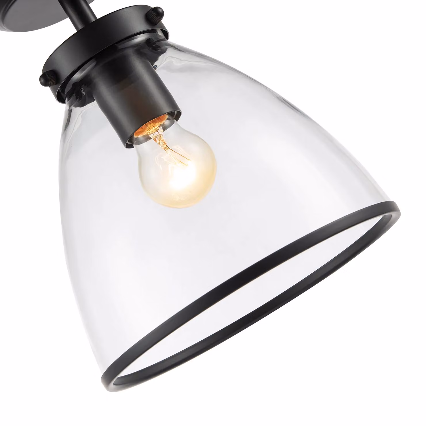 Happy Homewares Industrial Style Ceiling Lamp with Black Metal Base and Transparent Glass Shade – 2