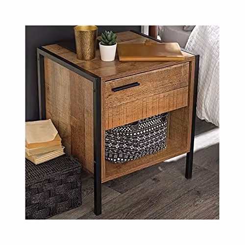 netfurniture Hector Bedside Cabinet in Brown Distressed Oak Effect, W: 40.0 cm, D: 50.0 cm, H: 43.8 cm – 2