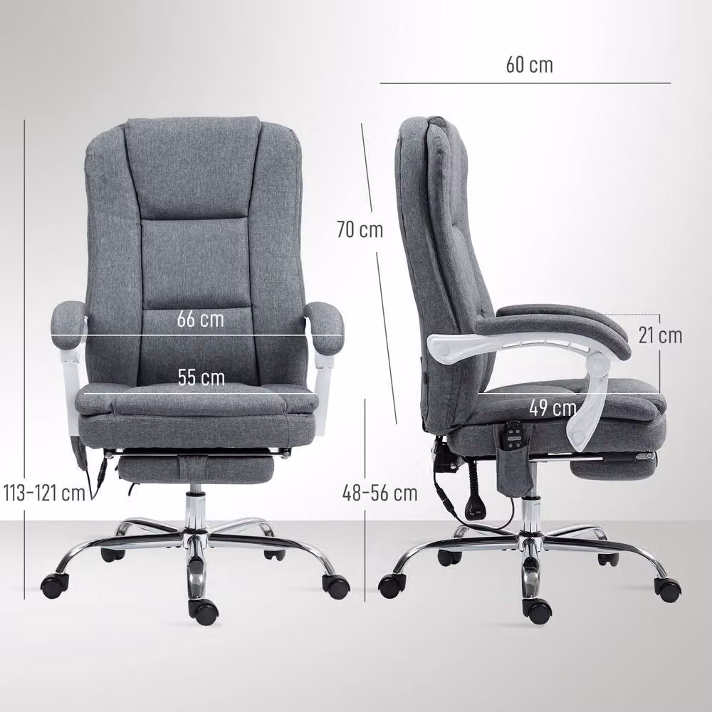 ERGOVEXA Six-Point Office Massage Chair with Heat in Grey, H 121 x W 66 x D 60 cm – 3