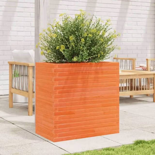Berkfield Home Beautiful Garden Planter in Brown Solid Wood, W: 70 cm, D: 40 cm, H: 68.5 cm – 1