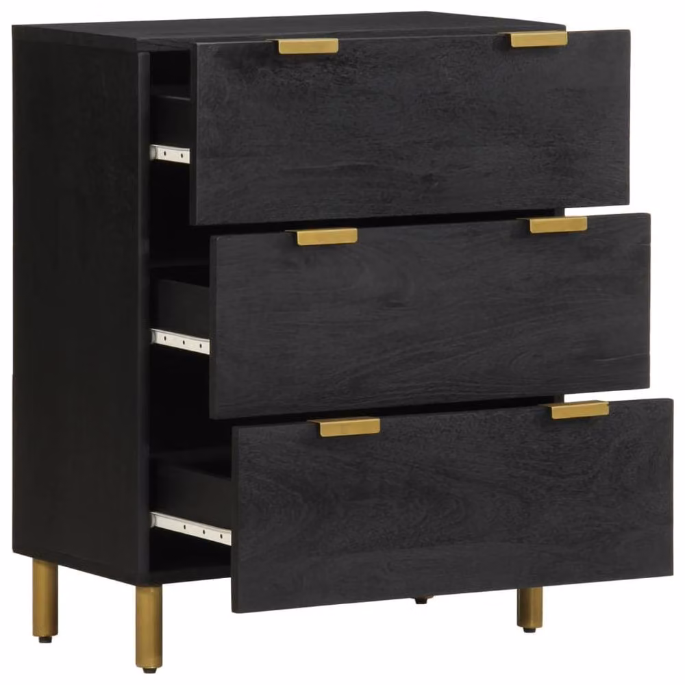 Berkfield Home Set of 2 Modern Black Sideboards in Engineered Wood, W/D/H: 60 x 33 x 75 cm – 2