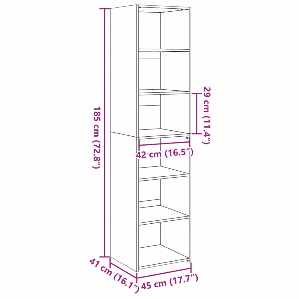 Berkfield Home Black Matt Engineered Wood Highboard, W/D/H: 45 x 41 x 185 cm – 4