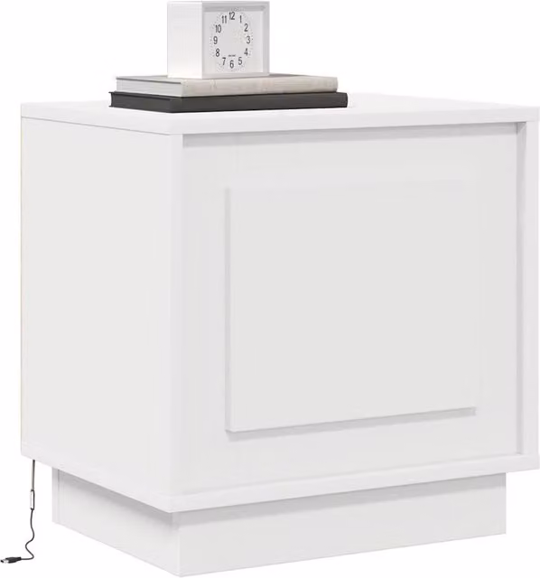 Berkfield Home White Bedside Cabinets with Integrated LED Lights, Set of 2, W: 44 cm, D: 34 cm, H: 45 cm