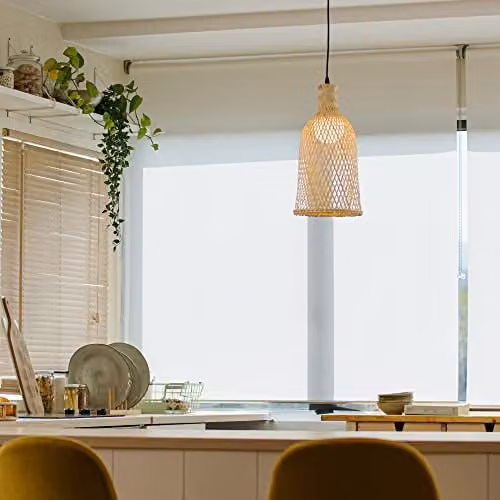 Netlighting Riba Brown Rattan Dome Hanging Pendant Light with E27 Socket and 40W Capacity – 2
